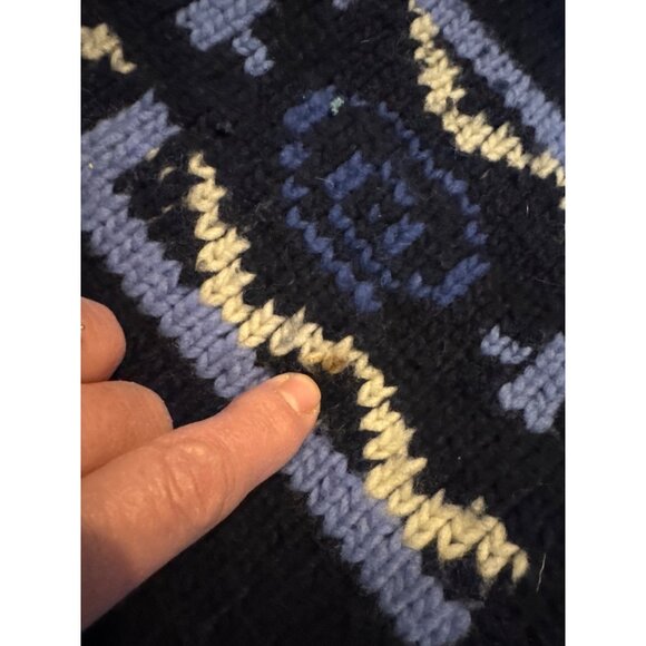 Rev Wear 100% Wool Knit Sweater With Colorful Geometric Patterns & Zip Closure - - Picture 4 of 9